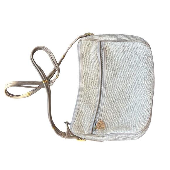 Vintage Morris Moskowitz Cloth Leather Purse MM gold Hardware Shoulder Bag - Picture 5 of 8